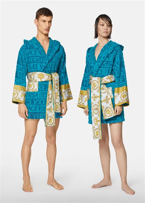 versace robe men blue|Versace hooded bathrobe.